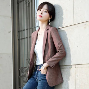 

Fashion blazers women coat summer New high quality Brown OL Long sleeve casual business blazer women blazer women Work clothes