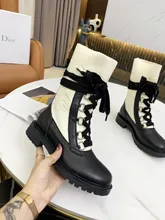 

High Quality 2021 Latest CD Women's Boots Autumn And Winter Catwalk High-Top Leather Martin Boots Thick-Soled Motorcycle Boots