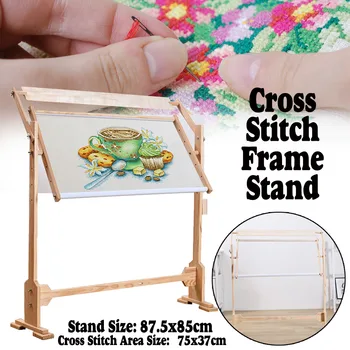

Adjustable Wood Cross Stitch Frame Floor Stand Desktop Cross Stitch Embroidery Frame Chinese Cross Stitch Tool 87.5x85cm