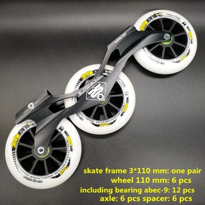black frame n wheel Скорость коньки кадр 3x110 с колесами - Цвет: black frame n wheel