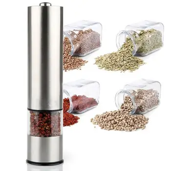 

New Electric Salt Pepper Grinder with Metal Stand Automatic Accessories Stainless Steel Kitchen Pepper Spice Shaker Mill