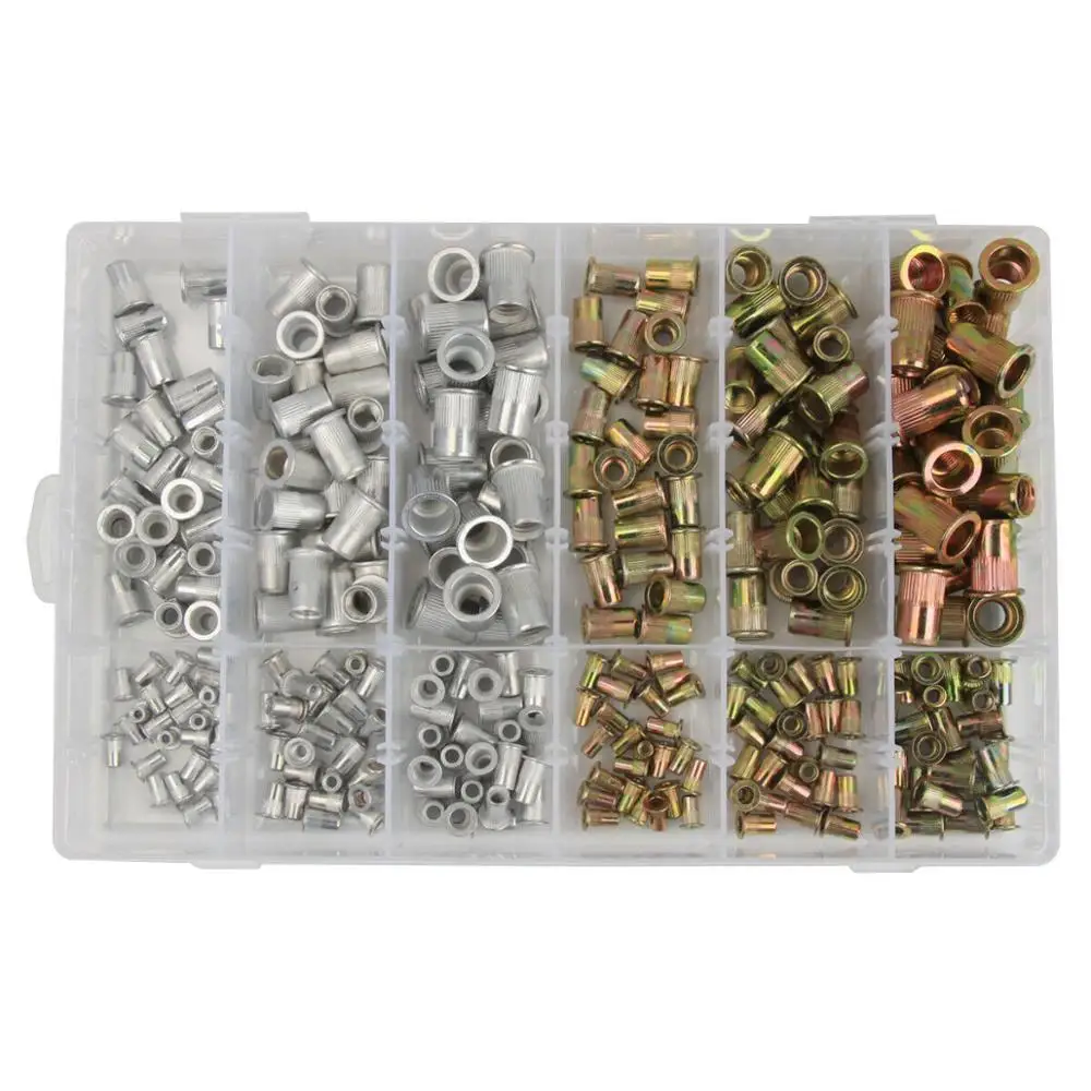 M3 M4 M5 M6 M8 M10 Zinc Plated Rivet Nuts Set Nutserts Threaded Insert Nutsert Cap Flat Head Rivet Nuts Carbon Steel