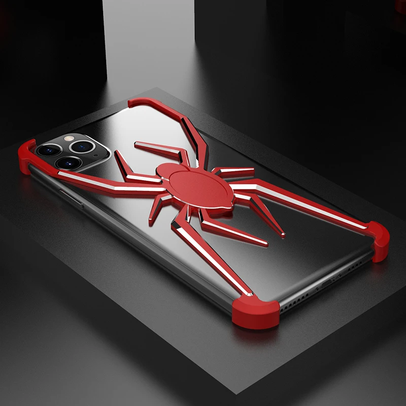 Стильный чехол с элементами паука 2 в 1 для iPhone 11 Pro Max, роскошный тонкий алюминиевый металлический бампер, чехол для iPhone 11/Pro/Max
