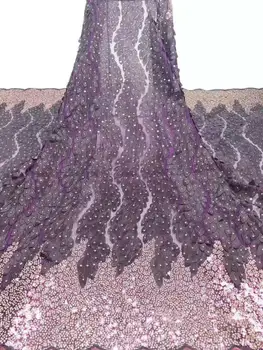 

Shiny sequin leaf patch embroidery mesh lace fabric Nigerian style mesh sequin embroidery, dress / skirt evening dress fabric 5