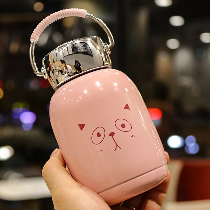 

Hand Insulated Stainless Steel Bottle Small Mini Cute Students Drink Water Cup Creative Cartoon Children Pot-Bellied Pitcher