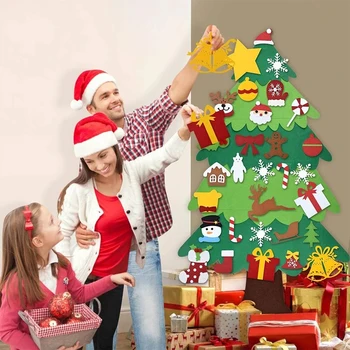 

95x70cm DIY Felt Christmas Tree Ornaments Xmas Wall Door Home Decoration Kids Toys Gifts for Happy New Year Holiday