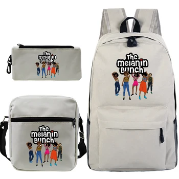 

The Melanin Bunch Backpack 3sets Pencil Case Crossbody Bags School Bags for Teenage Girls Kids Backpack Boy Travel Shoulder Bags
