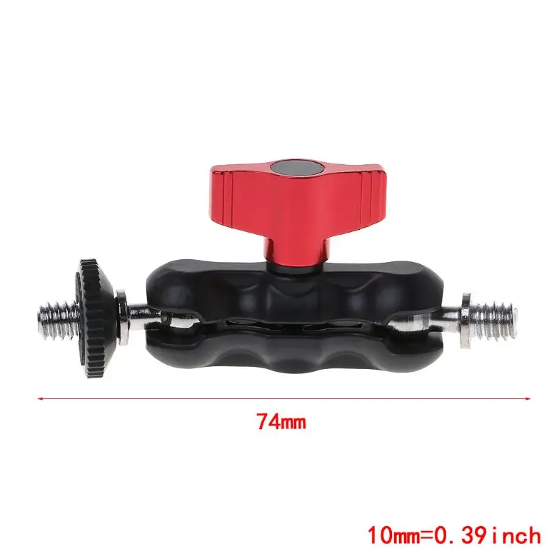 Double Ball Head Shoe Mount Adapter Magic Arm 1/4" Screw Portable GPS Phone LCD Monitor DV Video Light DSLR Camera