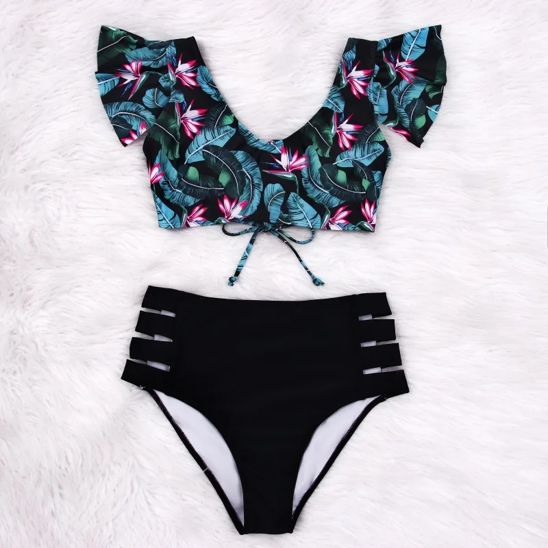 High Waist Bikini Set Swimwear Women Swimsuit Sexy Push Up Biquini Ruffle Bikinis Floral Printed Feminino 2020 Bathing Suit High Waist Bikini Set Swimwear Women Swimsuit Sexy Push Up Biquini Ruffle Bikinis Floral Printed Feminino 2020 Bathing Suit
