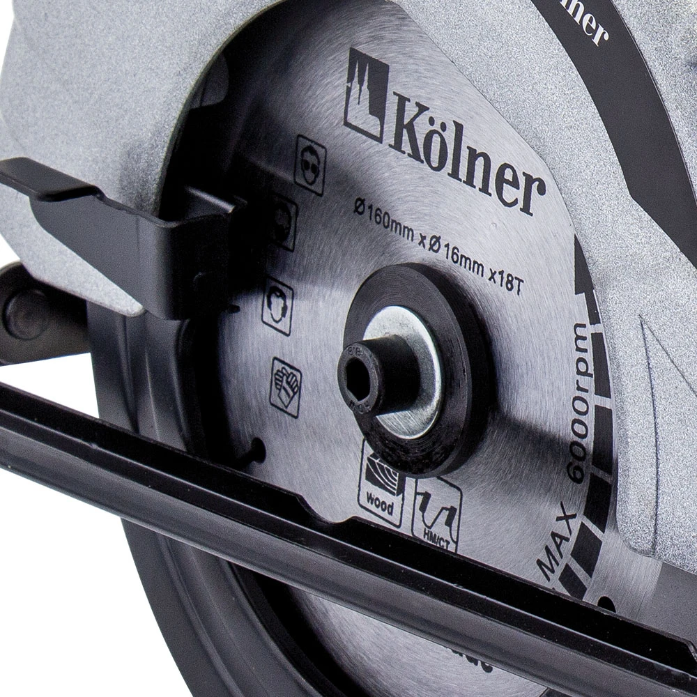 Пила циркулярная Kolner KCS 160/1300 (Диск 160 мм, регулировка угла и глубины пропила, мощность 1300 Вт, 4800 об/мин)