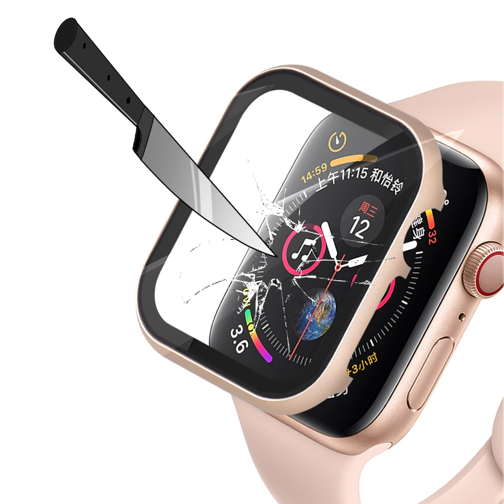 Стекло + рамка чехол для Apple Watch 5 4 3 44 мм 42 iwatch band 40 38 металлический бампер