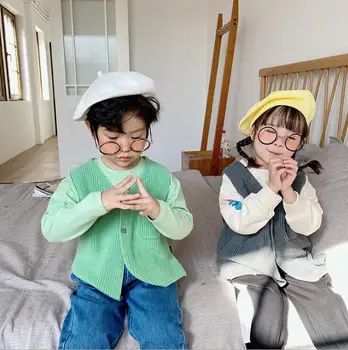 

2020 New Wholesale Girls Boys Knitted Waistcoat Fashion Spring Kids Waistcoat 0-5t PY407