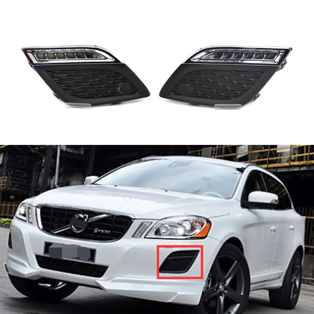 

Для Volvo XC60 2011 2012 2013 Автомобильная Лампа дневные ходовые огни DRL передний бампер противотуманная Лампа Белая 1 пара