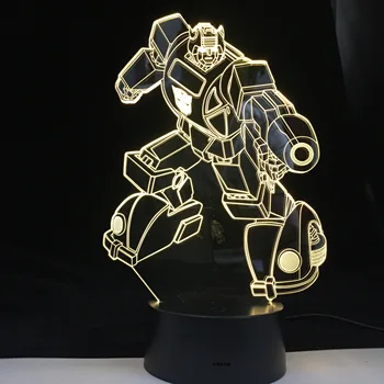 

New Transformers Robot Colorful 3D Led Night light 7 Colors Auto Changing 3D Illusion lamp kids/baby Bedroom Bedside Table Lamp