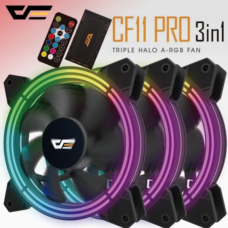 Aigo darkFlash CF11 RGB вентилятор чехол для компьютера PC Вентилятор охлаждения светодиодный 120 мм тихий+ ИК пульт дистанционного управления кулер для компьютера 3 P-5 v AURA SYNC Вентилятор охлаждения