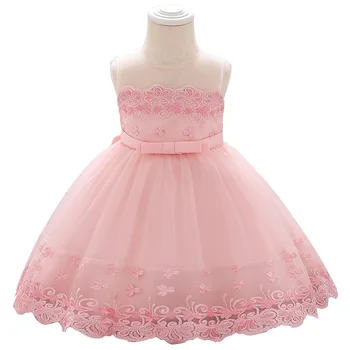 

New Baby Girl Ball Gown Dress Sleeveless Embroidered Lace Flower Girl Dress for Children's Birthday Gifts