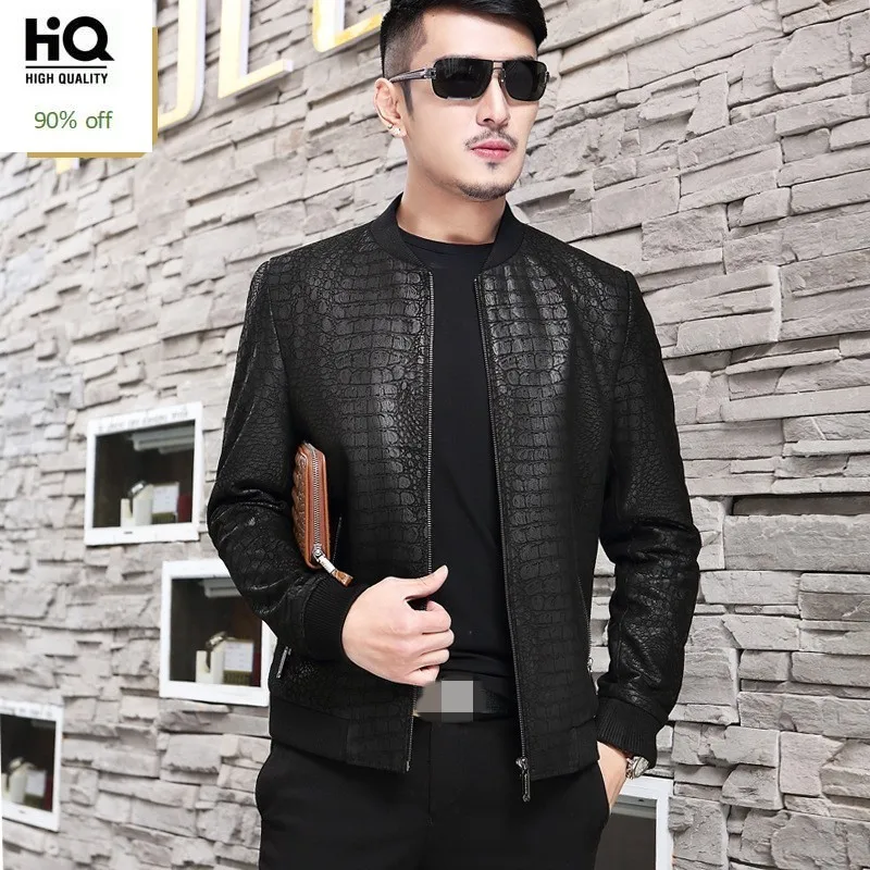 

2020 New Winter Man Short Biker Jacket High Quality Leather Mens Coat Streetwear Slim Fit Men Thin Outerwear Plus Size L-4XL