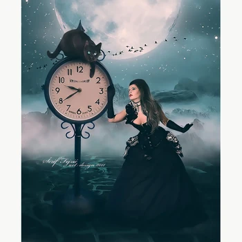 

Full area drill DIY 5D Diamond Embroidery Mosaic Cat and clock Square Diamond Painting Cross Stitch Kits Home Decoration