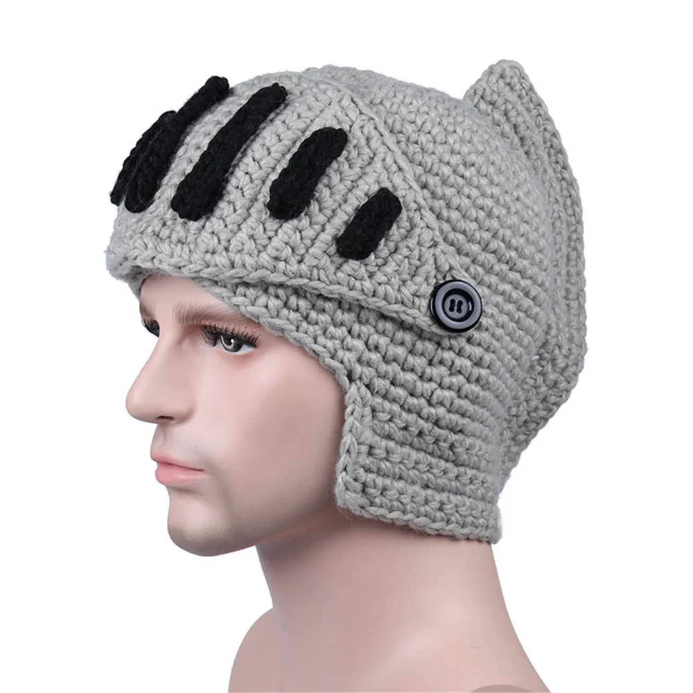 Unisex Roman Gladiator Knight Manual Knit Hat Winter Full Face Mask Neck Warme