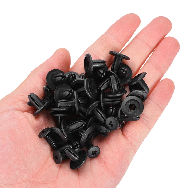 50pcs Car Bumper Fastener Plastic Rivets Trim Clip Fastener 6mm Auto Door Trim Panel Bumpers Grills Side Clips