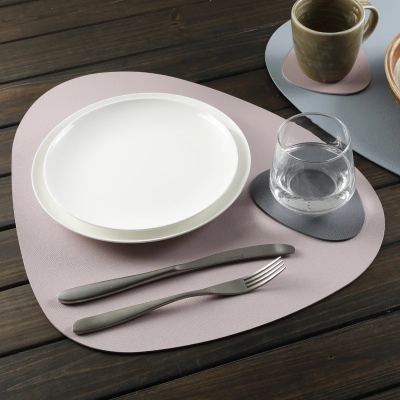 Placemat Table Mat Tableware Pad PU Leather Waterproof Heat Insulation Non-Slip Soft Black Brown Washable Bowl Coaster | Дом и сад