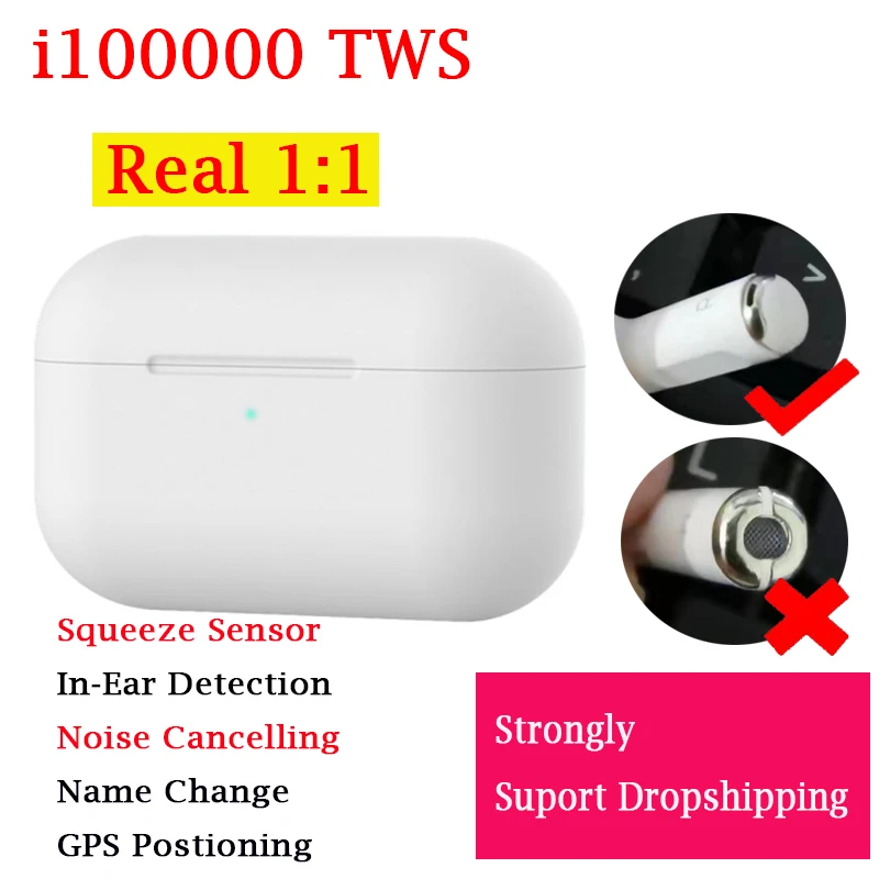 

i100000 TWS Bluetooth Earphones Aire 3 Real 1:1 Squeeze sensor Noise Cancelling Wireless Earbuds HIFI Stereo PK i9000 tws pro