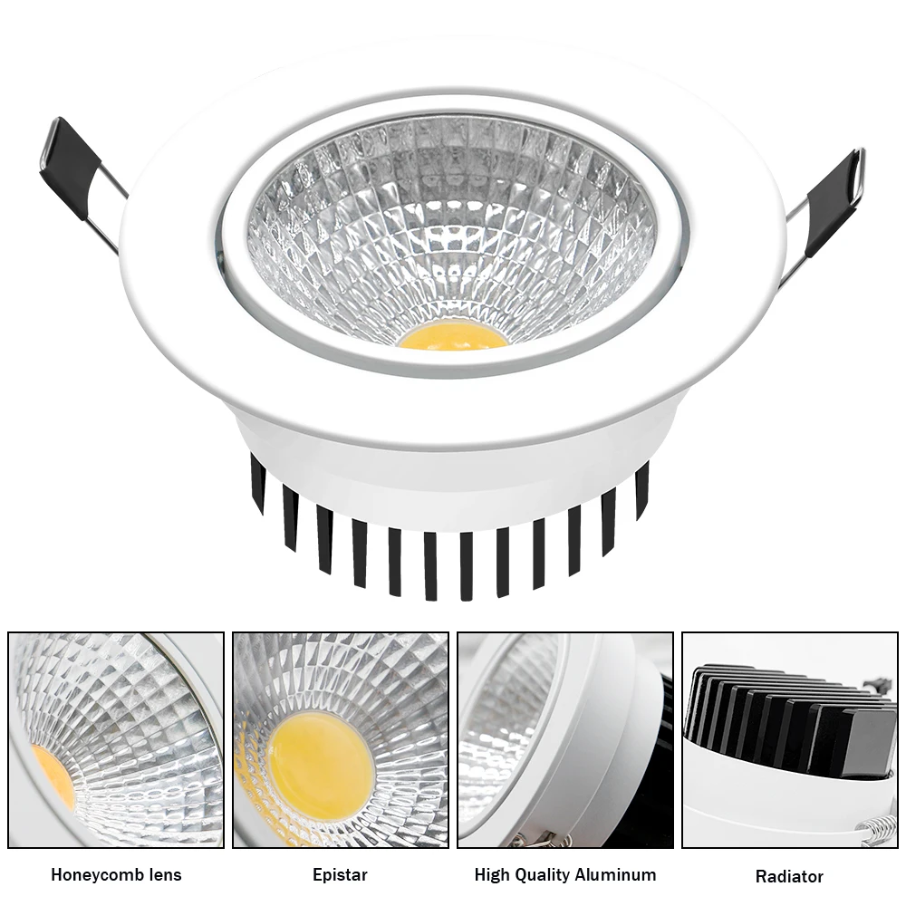 [DBF] 4 Colors Dimmable Recessed LED COB Downlight 6W 9W 3000K/4000K/6000K Decoration Ceiling Spot Lamp AC 110V 220V for Kitchen