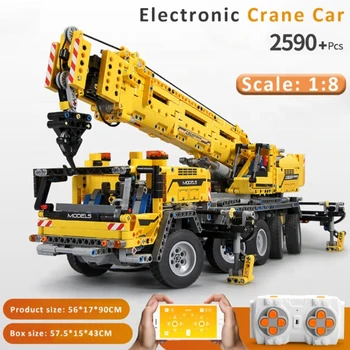 

MOC lepings Technic Remote Control Crane The Transport Truck with RC Remote Control Car Building Blocks Bricks Kids Toys Gifts