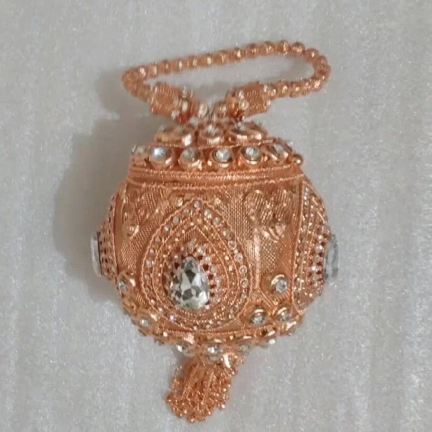 rose gold DOYUTIG, индийский стиль, женская ручная работа, украшенная бисером, свадебные сумки, винтажные, с кристаллами, короткие, с кисточками, через плечо, вечерние сумки F707 - Цвет: rose gold