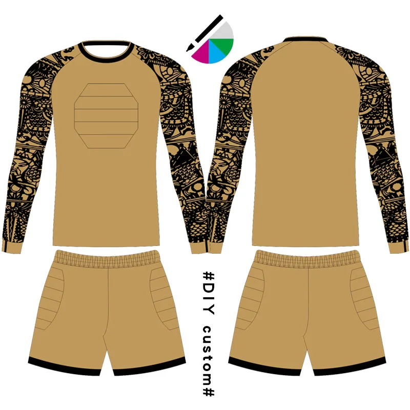 gold ODM custom long sleeve goalkeeper jersey Soccer Goalkeeper Training Jerseys - Цвет: gold