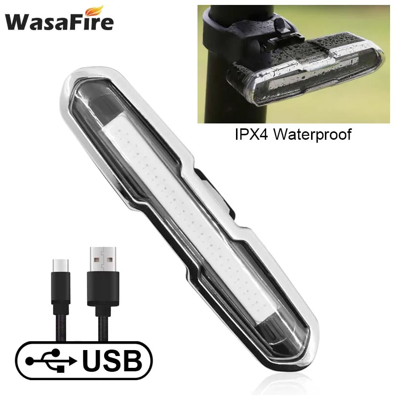 WasaFire USB Перезаряжаемые задняя подсветка на велосипед светильник 5 режимов Светодиодный задние фонари велосипеда езда на велосипеде хвост светильник ночной езды безопасности Предупреждение лампы