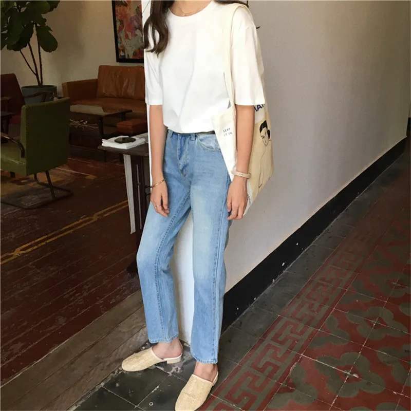 95% Cotton Candy Colors T Shirt Summer Women Loose Solid Tee Shirt Female Short Sleeve Tops Tees Causal O-Neck Basic T-shirt