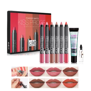 

Non-stick Matte Lipstick Gift Box Set Can Provide 6 Lipstick Pens 1 Makeup Remover 1 Pencil Sharpener