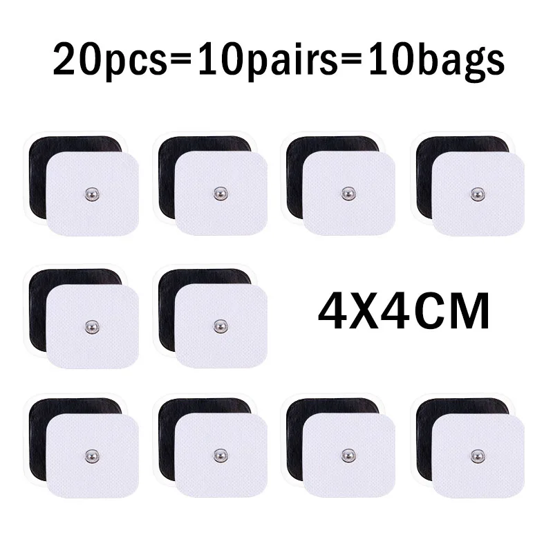 4x4cm 20p 10 шт многоразовые 3,5 мм гелевые электроды для электрического массажера акупунктурный импульсный EMS стимулятор нерва - Цвет: 4x4cm 20p