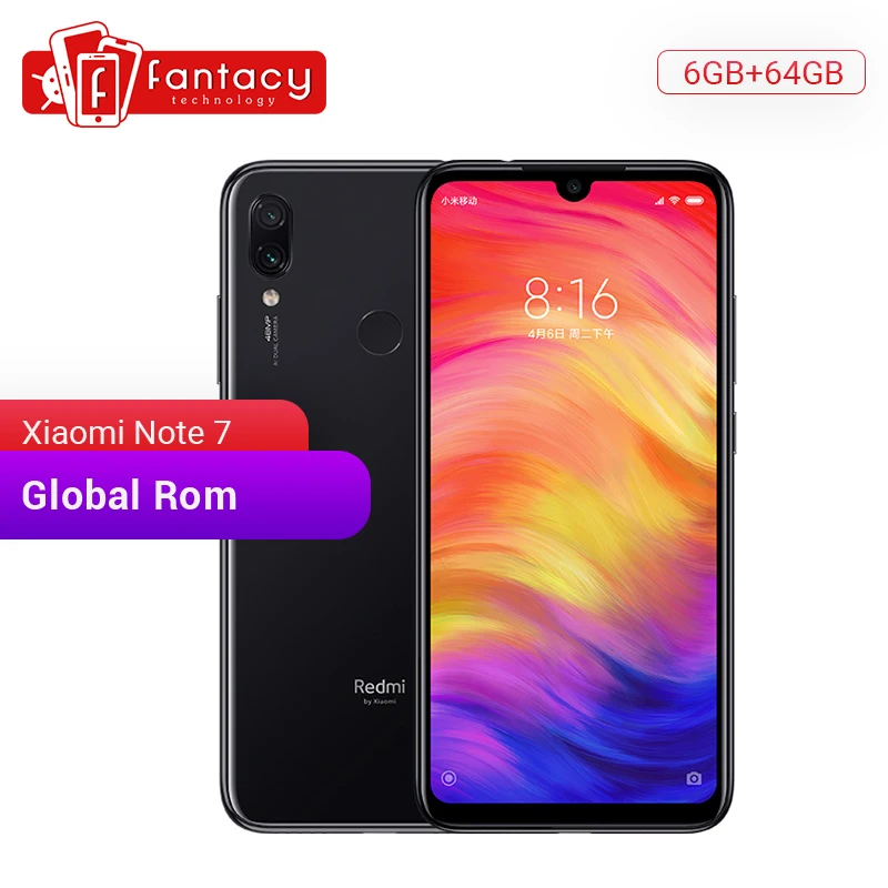 Цена Xiaomi Redmi Note 7 с глобальной прошивкой, 6 ГБ, 64 ГБ, Восьмиядерный процессор Snapdragon 660, камера 48 МП, экран 6,3 FHD, Bluetooth 5,0, мобильный телефон QC 4,0