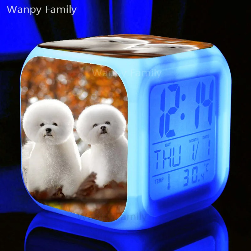 Очень милые будильники для собак и кошек, 7 цветов, Светящиеся светодиодный цифровые часы для детей, подарки на день рождения, многофункциональные электронные часы - Цвет: Темно-серый