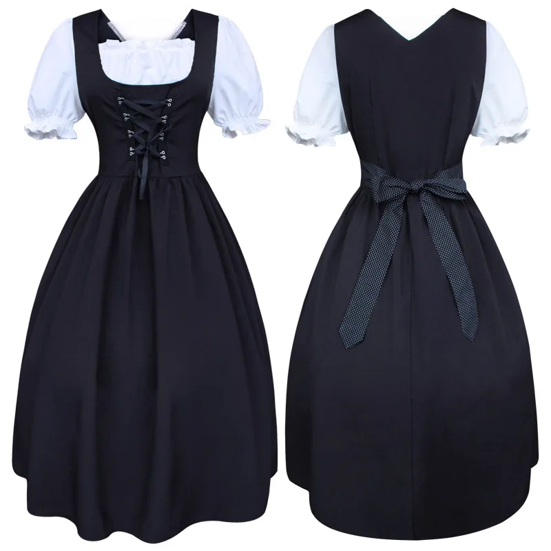 

New Halloween Female Medieval Cosplay Costume Vintage Gothic Medieval Victorian Carnival Short Sleeve Pleated Corset Dress