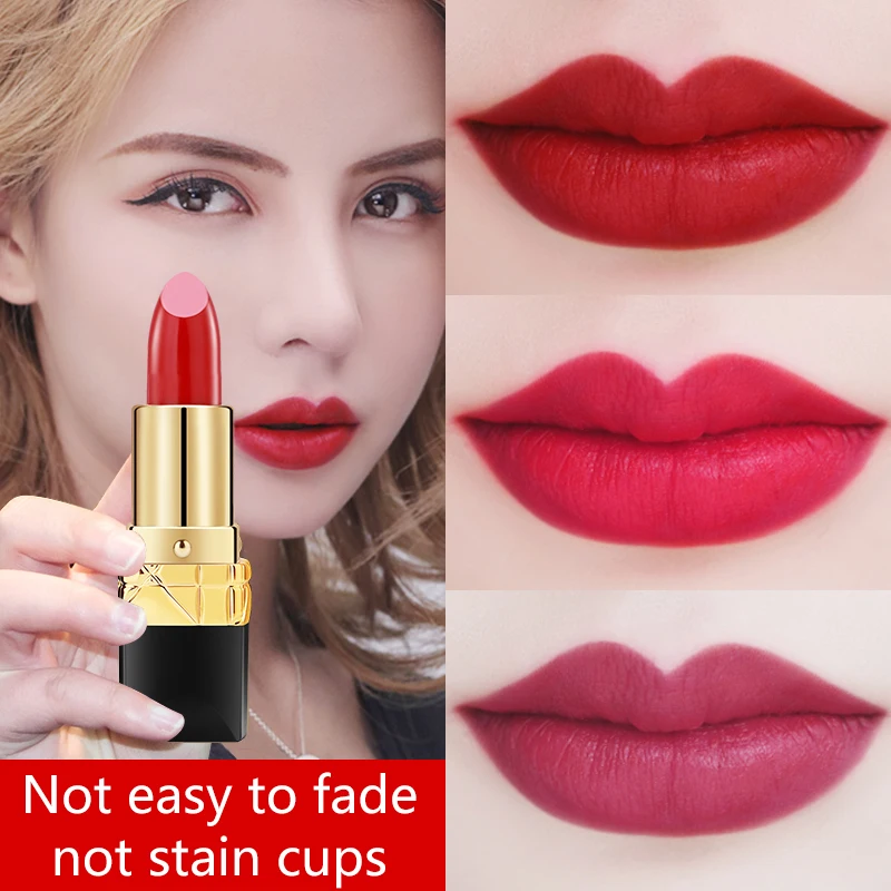 

LAMILEE Brand Makeup Smooth Lipstick Long Lasting Lip Gloss Waterproof Moisturizing 10 Colors Classic Lip Balm Maquiagem 3.8g