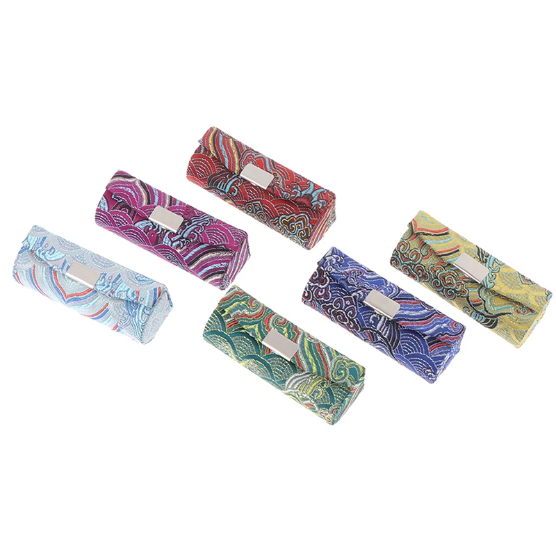 1Pc Embroidered Lipstick Case Storage Retro Flower Design Portable Jewelry Holder Display Box BAG With Mirror Random | Красота и