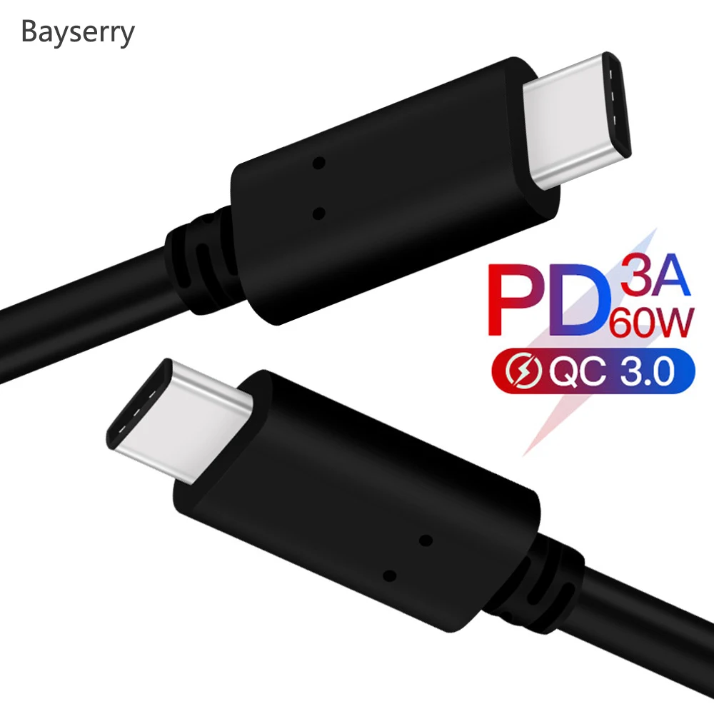 

60W 3A PD Cable Type-C for Xiaomi 9 Galaxy S10 9 Note LG Huawei Oneplu 7 6t Mac Air Usb Chargr Cable Wire Cord Type C to USB C