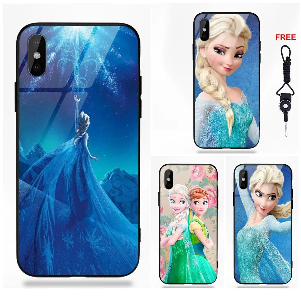 Tempered Glass Capa Cover Fashion Elsa Princess For Huawei Honor 7X P20 Lite Mate 10 Pro Redmi 5 Note 5A 6 Galaxy S8 S9 Plus | Мобильные