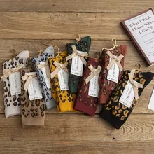 Чулки, Детские средней длинны, без пятки, гольфы, чулочно-носочные изделия, однотонные цвета, хлопок, Корейская версия, утолщенные, в японском ретро леопард pa