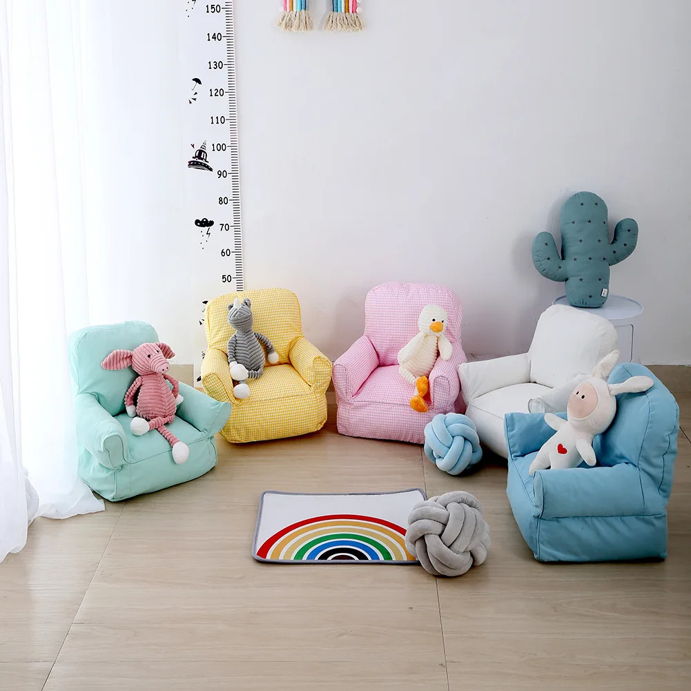 Lona do Bebê Cadeira para Bebês Nórdico Xadrez Mini Sofá Sólido Portátil Infantil Crianças Recém-nascidos Fotografia Adereços Sofás 6 Mini sofá xadrez nórdico para bebês, cadeira