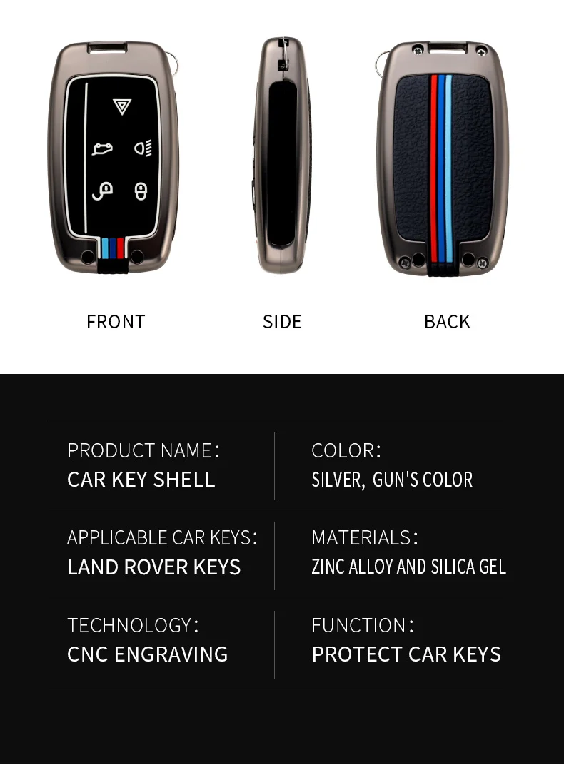 Metal Car Smart Key Case Cover Shell Fob For Land Rover Range Rover Evoque Sport Discovery Freelander For Jaguar XF XE A9 X8 XJ -