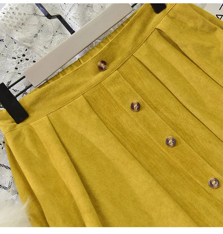 Winter New Style Retro Loose Casual High-waisted Suede Skirt A- line Skirt Mid-length Women's
