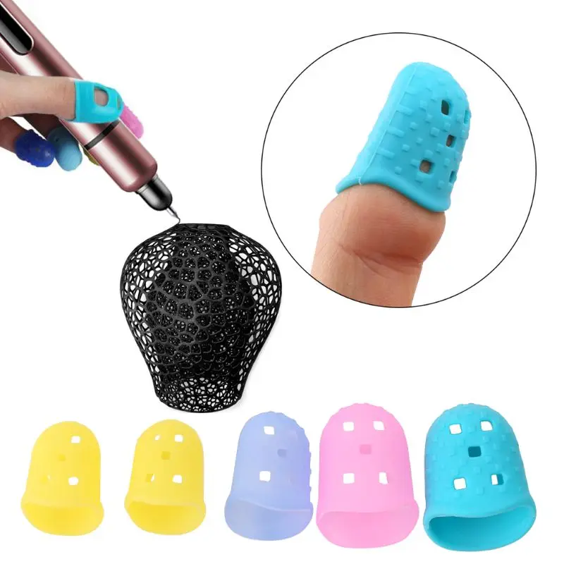 1Pc Finger Insulation Silicone Sleeve Case Cover Anti-Slip Fingertip Thermal Protection for 3D Printing Pen 5 Size Random Color