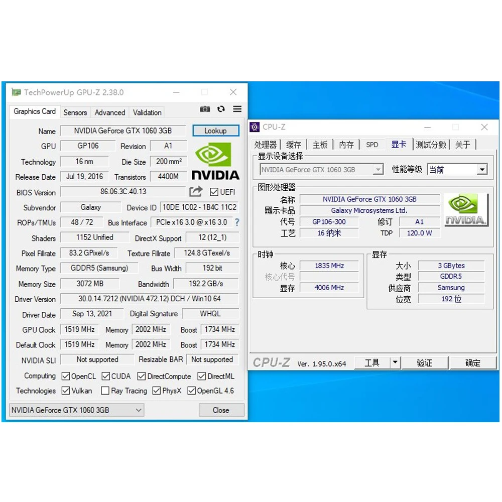 Graphics Card GTX 1060 3GB 192Bit GDDR5 GPU Video Card PCI-E3.0 For nVIDIA Gefore Games Stronger than GTX 1050Ti 4GB video card in computer