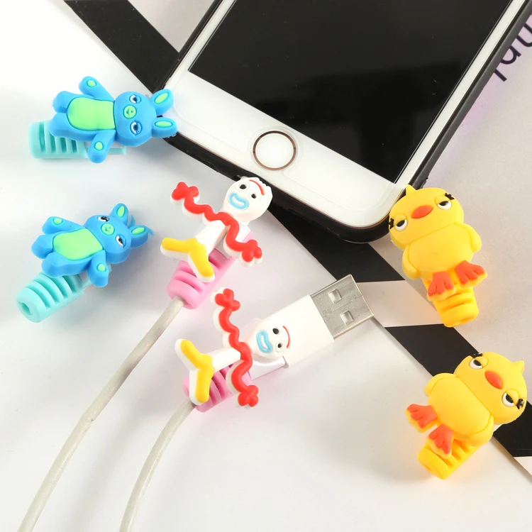 

Toy story 4 Buzz Lightyear Forky Bunny&Ducky Cute Usb Charger Protector for Iphone Andriod Cable Charger Protector figures toy
