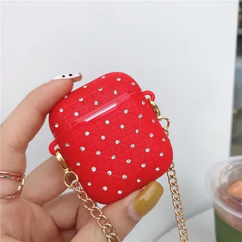

Diamond With chain Case For Apple Airpods Case Wireless Bluetooth Earphone Case Charging Box Protection Cover For Airpods 1 2