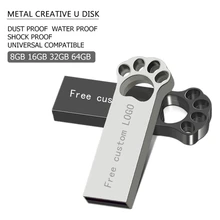 Usb флешка 16 ГБ, серебряная Usb флешка с кошачьими когтями, 128 ГБ, флешка 64 ГБ, 32 ГБ, реальная емкость, флешка 8 ГБ, u-диск 32 ГБ, бесплатный логотип на заказ